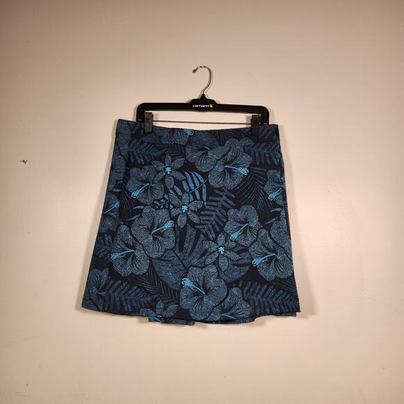 RIP SKIRT HAWAII Mini Swim Wrap Skirt Cover-up Women Medium Blue Hibiscus Pocket - Picture 1 of 10